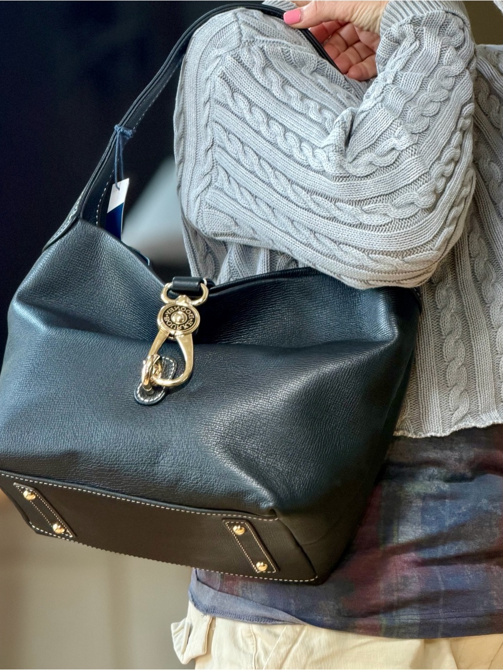 Dooney‎ & Bourke Classic Sorrento Logo Lock Sac Black Leather Hobo NWT - Picture 9 of 15